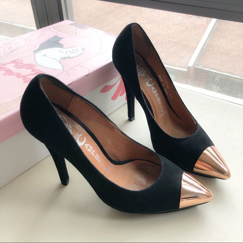 Jeffery Campbell Bullet Cap Toe Rose Gold Pumps